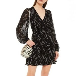 Ganni Polka Dot Wrap Mini Dress  | size 40